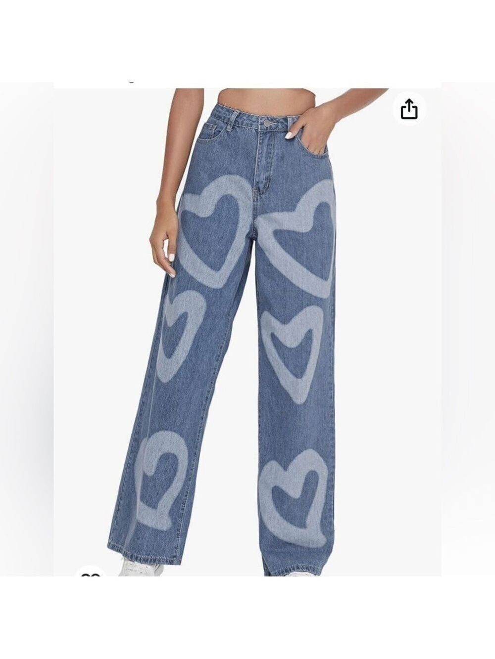 Colorful Natalie High Waisted, Wide Leg Heart Jeans in light Denim size 27 - Picture 3 of 11